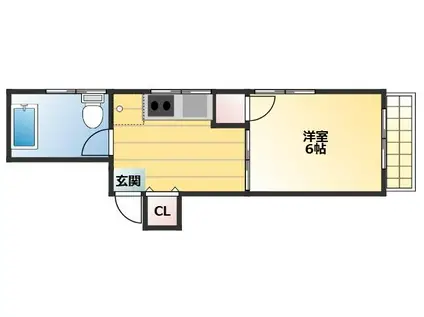 伊東ビル(1DK/2階)の間取り写真