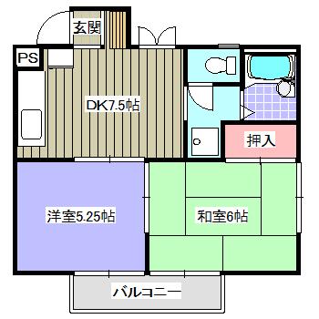 エステートピア芹が谷(2DK/2階)の間取り写真
