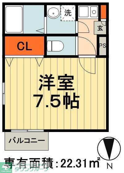 フレシール ヴィラ(1K/1階)の間取り写真