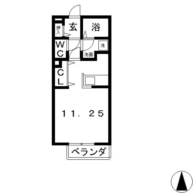 ラフィネ中島A棟(ワンルーム/1階)の間取り写真
