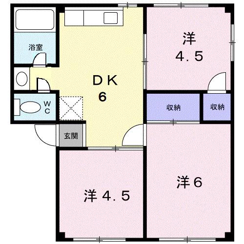 メゾン大国A棟(3DK/1階)の間取り写真
