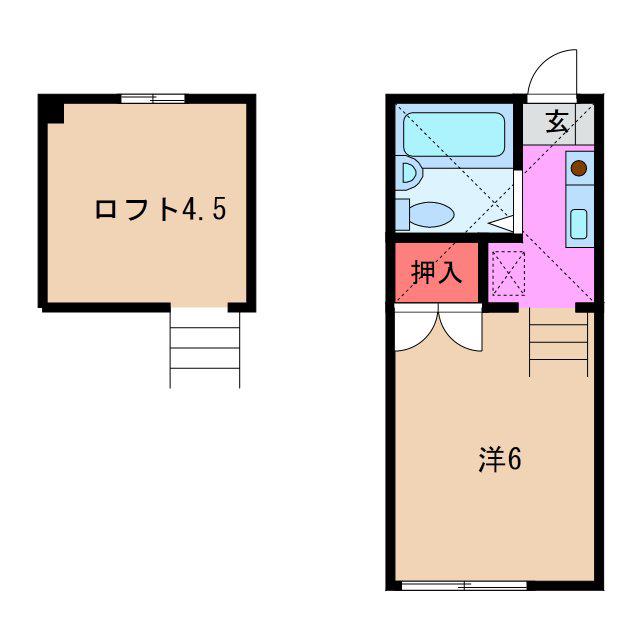 コーポS&S2(1K/1階)の間取り写真