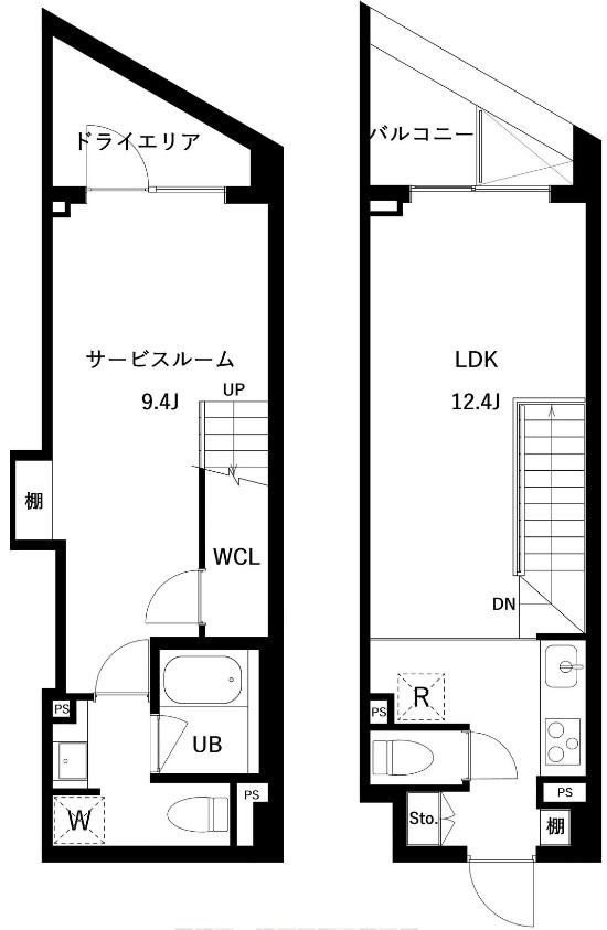 JMFレジデンス世田谷三宿(1LDK/1階)の間取り写真