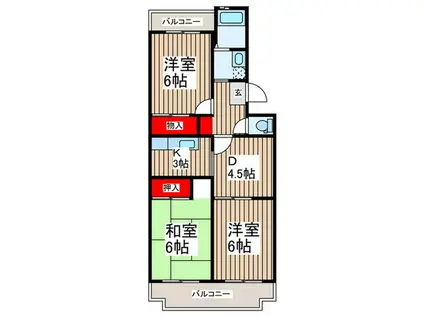 パークヒル航空公園II(3DK/3階)の間取り写真