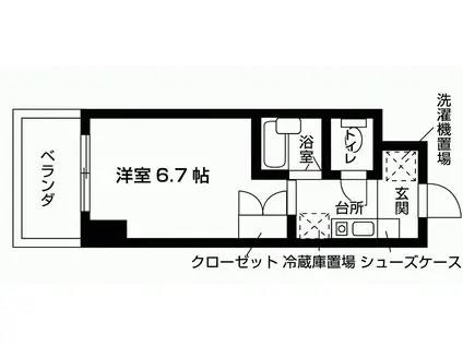 OCTHILL(1K/6階)の間取り写真