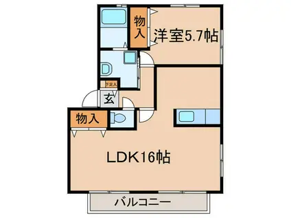 ソレジオビセンI(1LDK/2階)の間取り写真