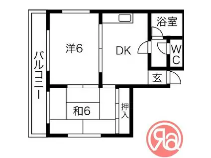 プレアール駒川II(2DK/3階)の間取り写真