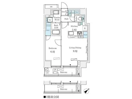 ラオム麻布十番(1LDK/3階)の間取り写真