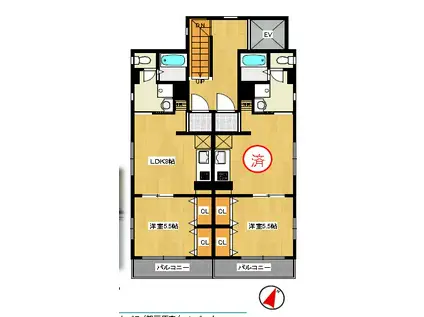 AERA市川II(1LDK/4階)の間取り写真