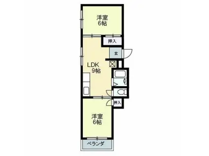 ハイツ富士(2LDK/4階)の間取り写真