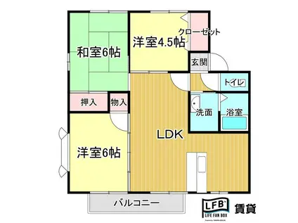 スターガーデンHAGI A(3LDK/2階)の間取り写真