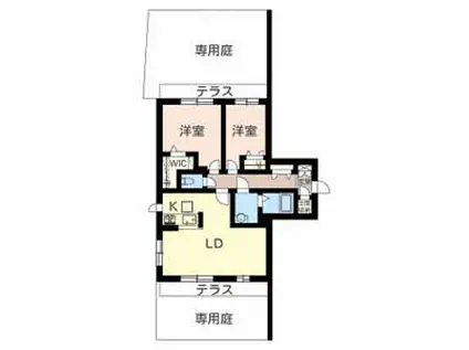 ブルーム コート A棟(2LDK/1階)の間取り写真