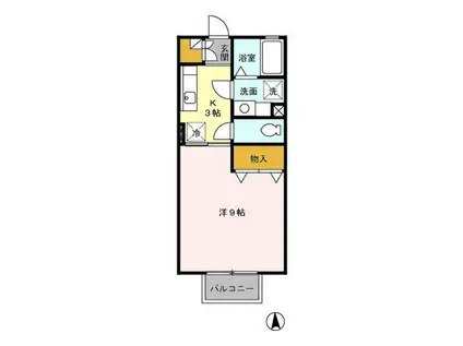 レセンテソルトーレ(1K/1階)の間取り写真