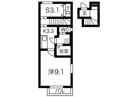 グランドガーデン(1SK/2階)の間取り写真