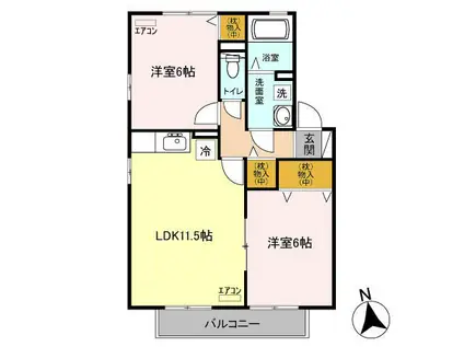 CHARMANT COURT M´S(2LDK/2階)の間取り写真