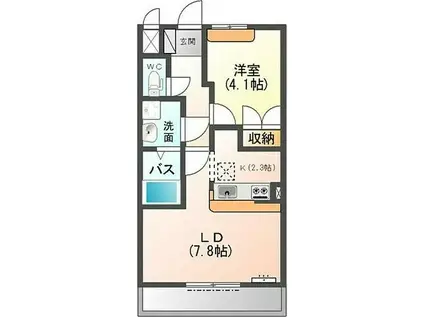 フラッシュ(1LDK/2階)の間取り写真