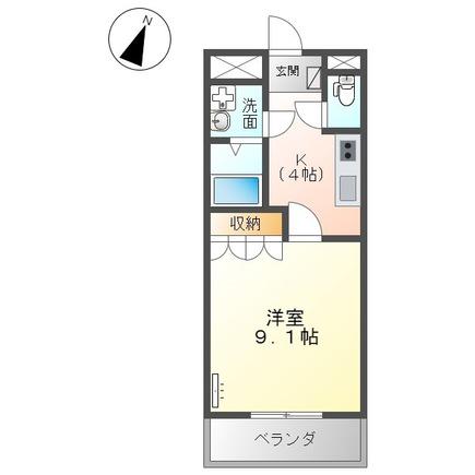 フラワーロード(1K/1階)の間取り写真