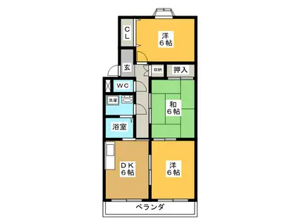 パープルタウンHIRO(3DK/1階)の間取り写真