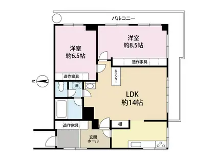 フラワーハイツ(2LDK/2階)の間取り写真