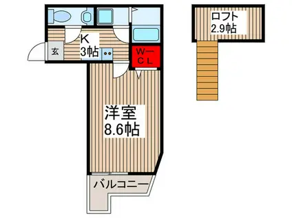 サンフェリス新所沢(1K/3階)の間取り写真