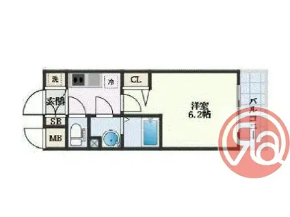 エスリード難波ALLURE(1K/4階)の間取り写真