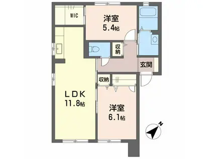 K-HAUS I棟(2LDK/1階)の間取り写真