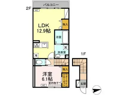 メゾン ボヌール(1LDK/2階)の間取り写真
