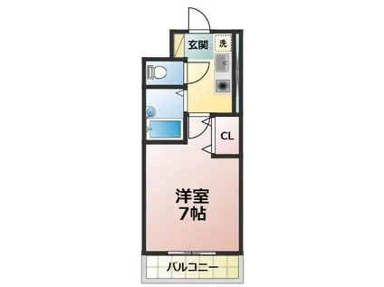 エクセル貴多川第7(1K/3階)の間取り写真