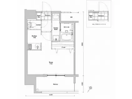 エンクレストベイ天神東III(1K/10階)の間取り写真