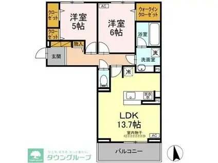 フリージア II(2LDK/2階)の間取り写真