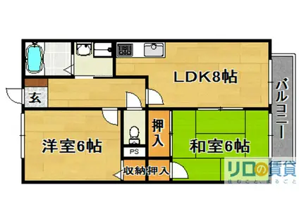 ハイツ華の元 A棟・B棟(2LDK/2階)の間取り写真