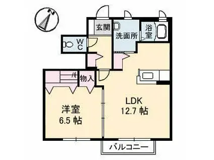 フローラル ヒロ(1LDK/1階)の間取り写真