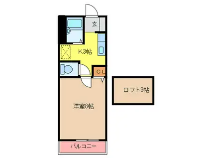 ボンヌ・シャンス鷹(1K/1階)の間取り写真