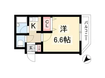 プロクシィスクエア安田通(1K/2階)の間取り写真