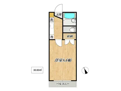 ラ・ロシェールII(1K/2階)の間取り写真