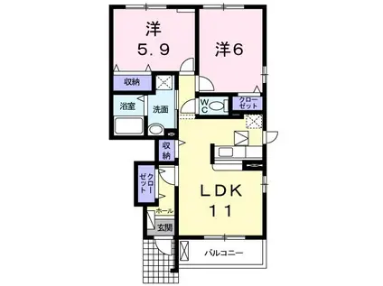 ラフレシールIV(2LDK/1階)の間取り写真