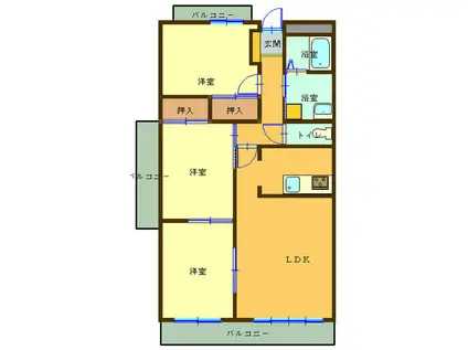 エスプランディール(3LDK/1階)の間取り写真
