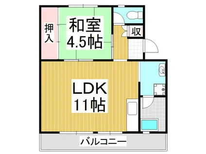 ビレッジハウス駒ヶ根2号棟(1LDK/5階)の間取り写真
