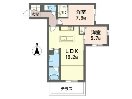 デア グランツ(2LDK/1階)の間取り写真