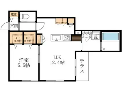 PACE EST(1LDK/2階)の間取り写真
