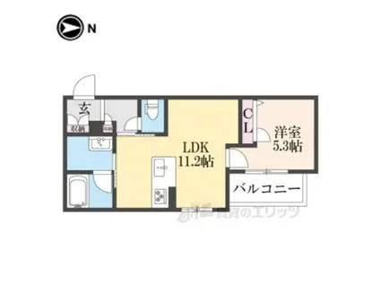 シャーメゾン輝(1LDK/3階)の間取り写真