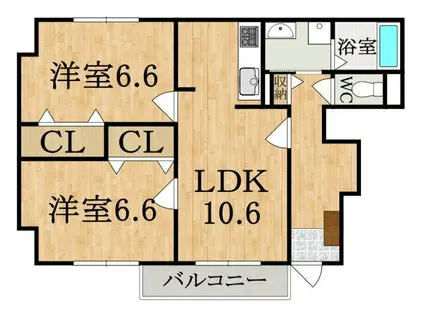 エム・フィオーレ(2LDK/1階)の間取り写真