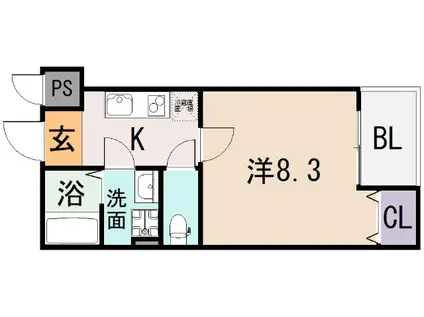 M&T近大前(1K/1階)の間取り写真