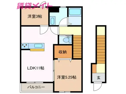 リーブルファイン大治田III1号棟(2LDK/2階)の間取り写真