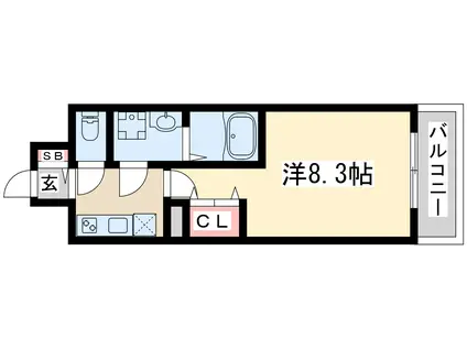 エスリード江坂公園(1K/2階)の間取り写真