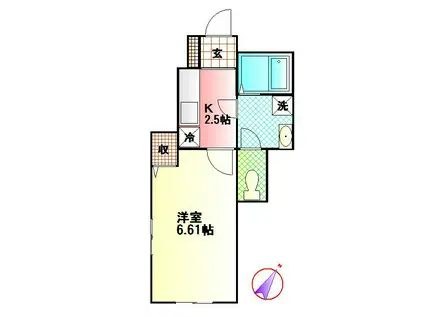 クラウンハイツI(1K/1階)の間取り写真