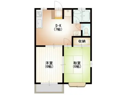 グランドールN(2DK/1階)の間取り写真