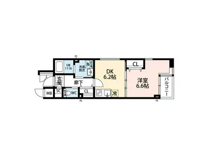 プレールドゥーク成増II(1DK/1階)の間取り写真