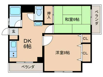 メゾン大京(2DK/4階)の間取り写真