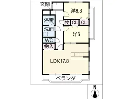 M&K池下(2LDK/1階)の間取り写真
